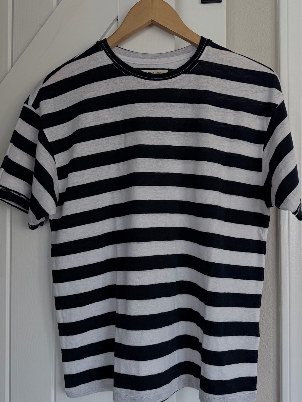 Madewell Black & White Striped Short Sleeve Crew Tee